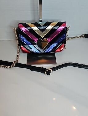 Victoria's Secret Metallic Chevron Crossbody in Black, Pink, Blue, Gold, Red